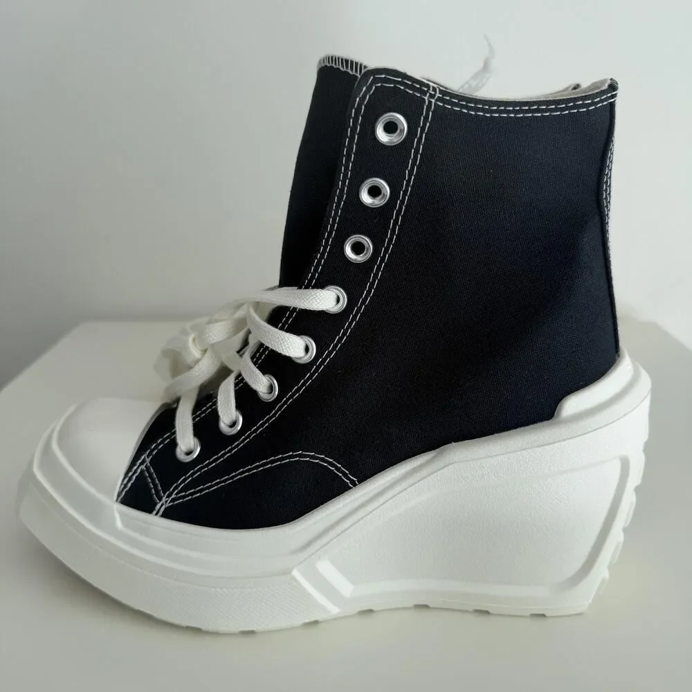 Converse Chuck 70 De‎ Luxe Wedge Shoes Womens 8 Black Platform A06478C EU 39